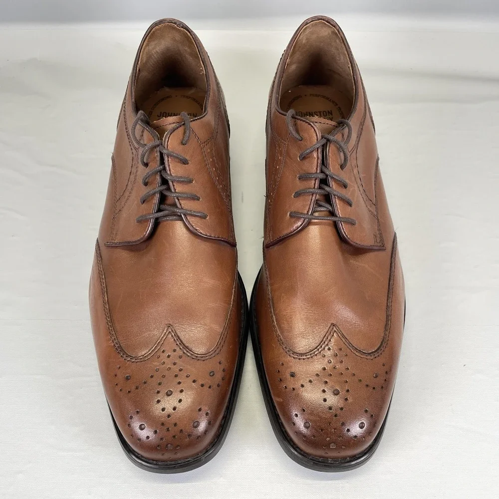 Johnston & Murphy XC4 Shoes Mens Size 10.5 Brown Leather Wingtip Brogue Oxford